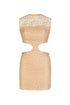 Stone Detailed Lace Mini Dress With Back Decollete